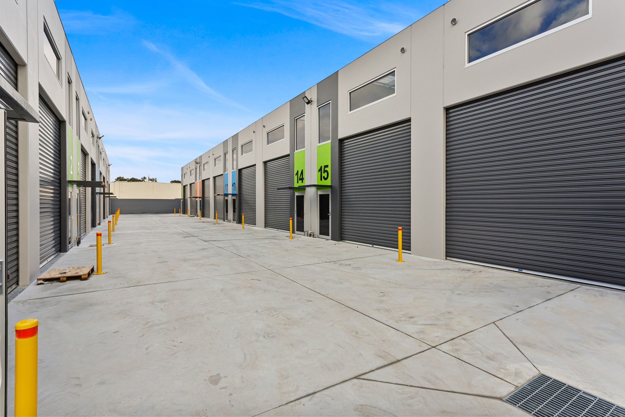 Roller doors along the internal drive