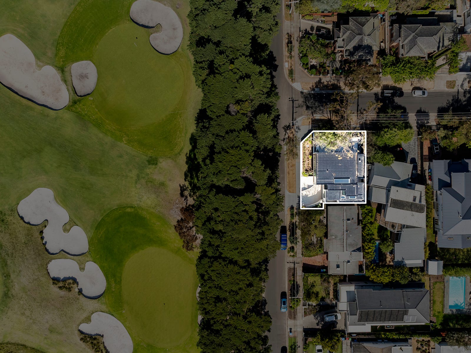 The block outlined against the fairways of Royal Melbourne